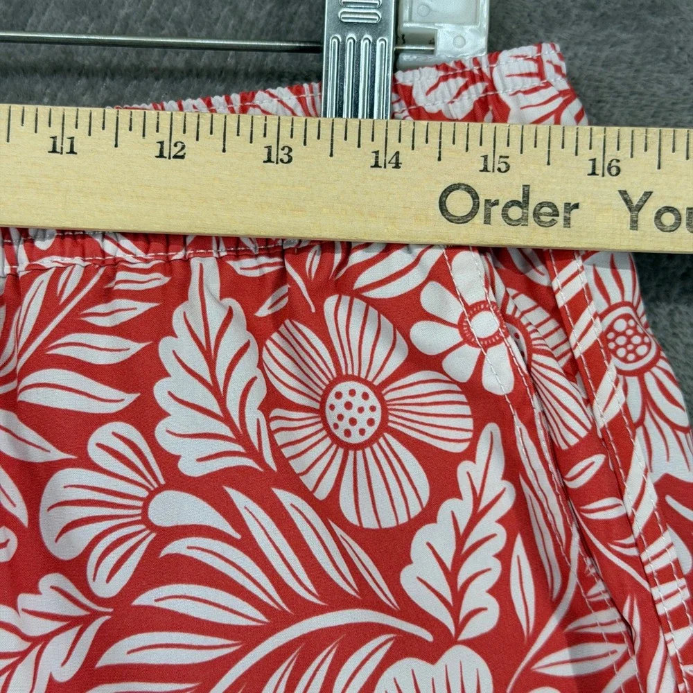 Fair Harbor Swim Trunks Men L The Anchor Red Floral BreezeKnit Liner EUC